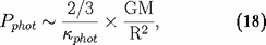 2/3 GM P ~ ------- × -----, (18) phot k R2 phot