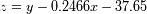 z=y- 0.2466x - 37.65