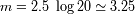 m=2.5 log 20 -~ 3.25