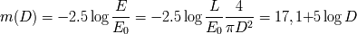 E--- -L-----4-- m(D) = - 2.5 log E = - 2.5 log E pD2 = 17, 1+5 log D 0 0