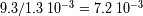 9.3/1.3 10- 3 = 7.2 10 -3