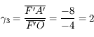 \gamma_3 = \frac{\overline{F'A'}}{\overline{F'O}} = \frac{-8}{-4} = 2