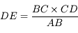 DE = \frac{BC \times CD}{AB}